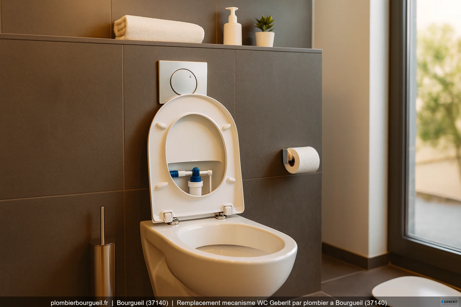 Remplacement mecanisme WC Geberit par plombier a Bourgueil (37140)