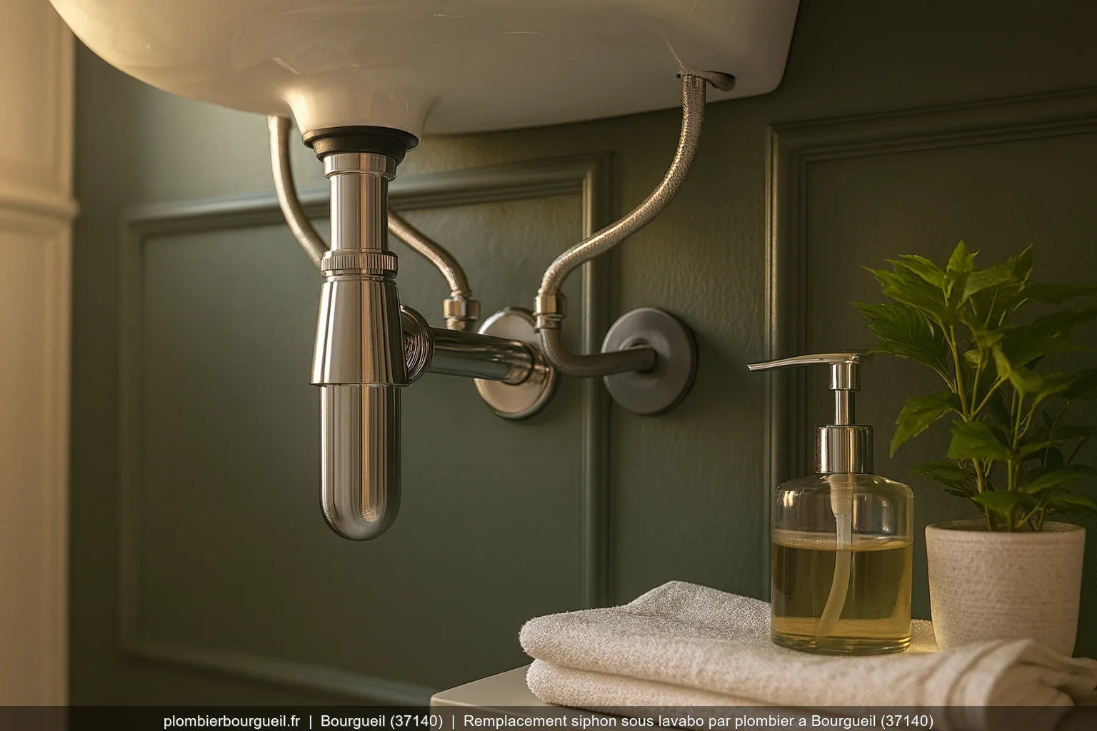 Remplacement siphon sous lavabo par plombier a Bourgueil (37140)