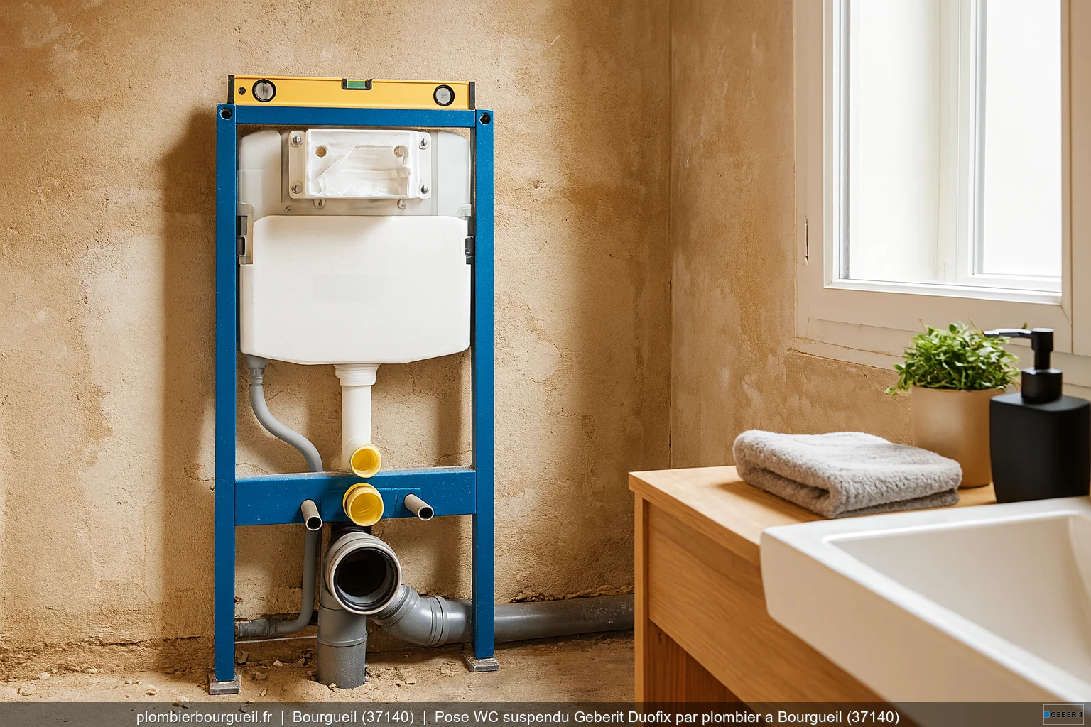 Pose WC suspendu Geberit Duofix par plombier a Bourgueil (37140)